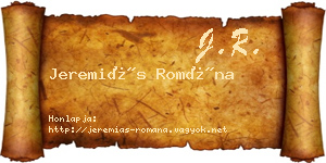 Jeremiás Romána névjegykártya